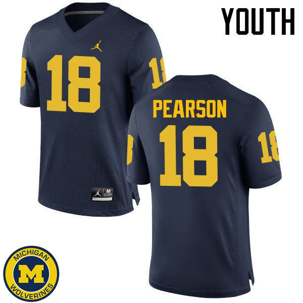 Youth University of Michigan #18 AJ Pearson Navy Fashion Player Jersey